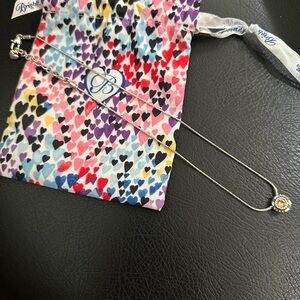 Brighton Silver Necklace with Gold Color Stone Bezel Set